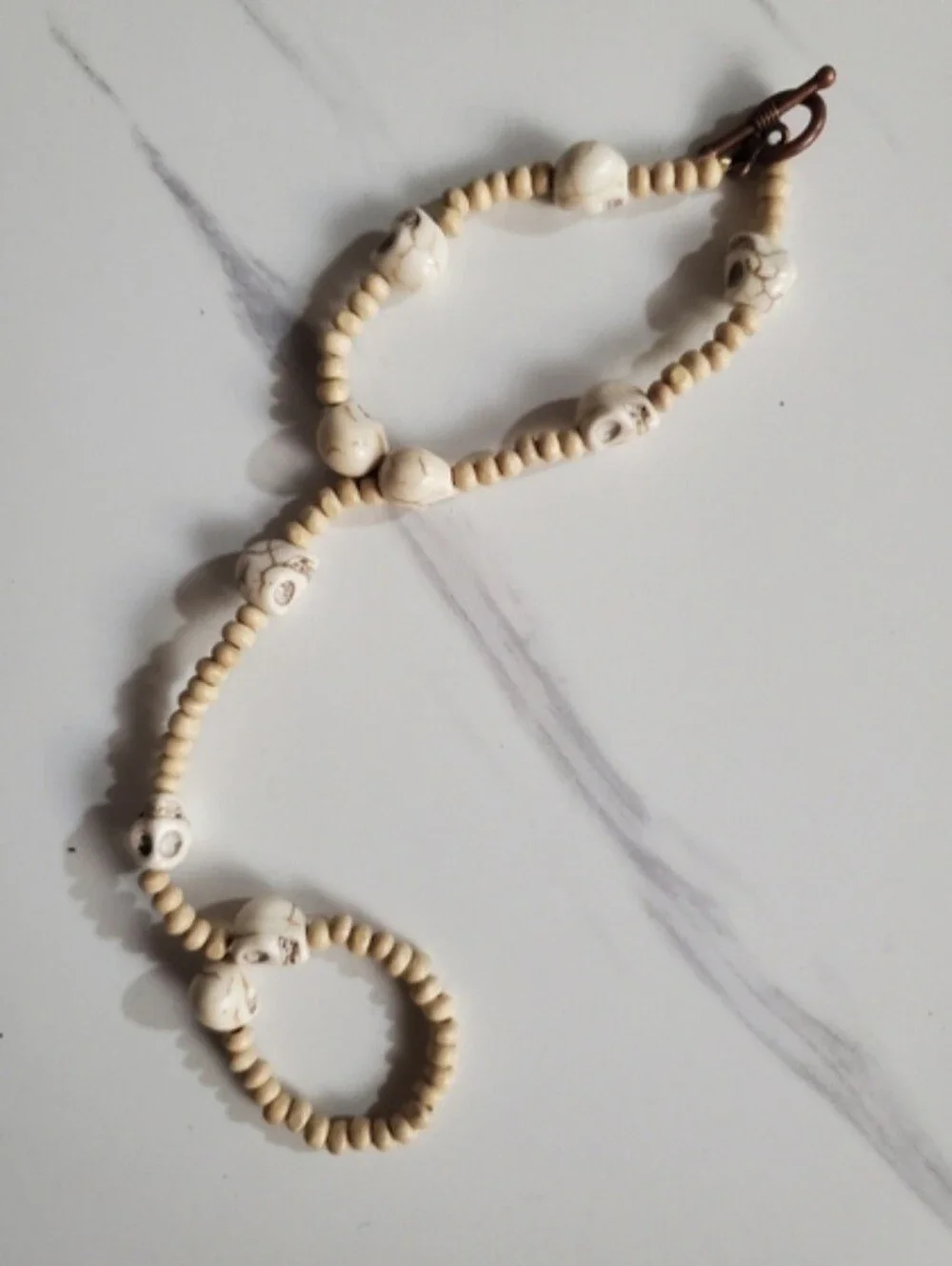 Ivory Skull Hand Bracelet Boho Chic Goth Statement Jewelry